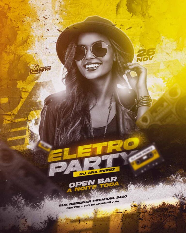 PSD ELETRONICO - PSD PARTY - como fazer flyer - flyer funk - psd free - psd editável - png - icon instragram - designer premium - psd flyer - canva - psd flyer br