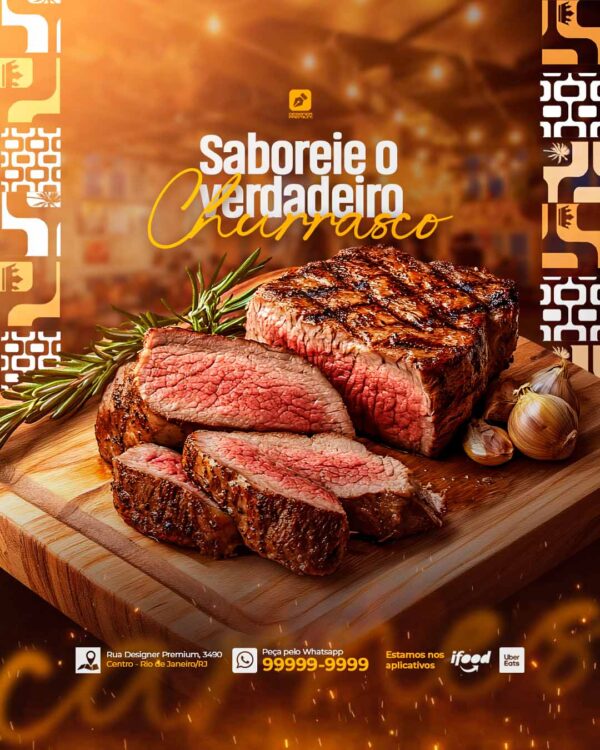 RESTAURANTE, FLYER RESTAURANTE - ARTE CHURRASCO - psd agenda semanal - psd agenda - flyer artista - designi - psd free - psd editável - png - icon instragram - designer premium - psd flyer - canva23